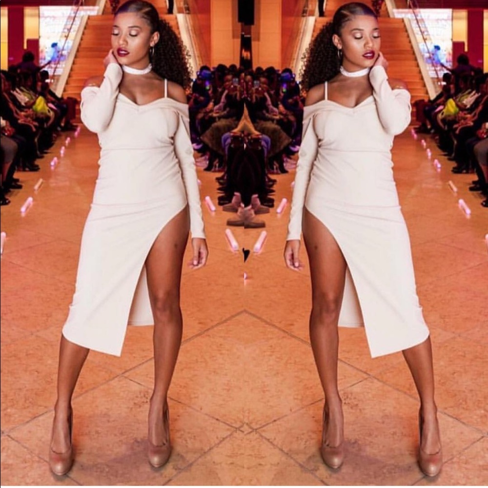 High Split Khaki Dress